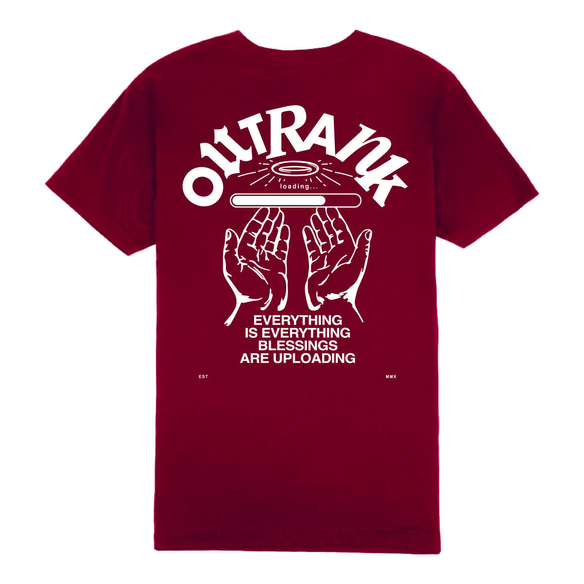 Outrank Blessings Are Uploading T-shirt (Cardinal) - Outrank