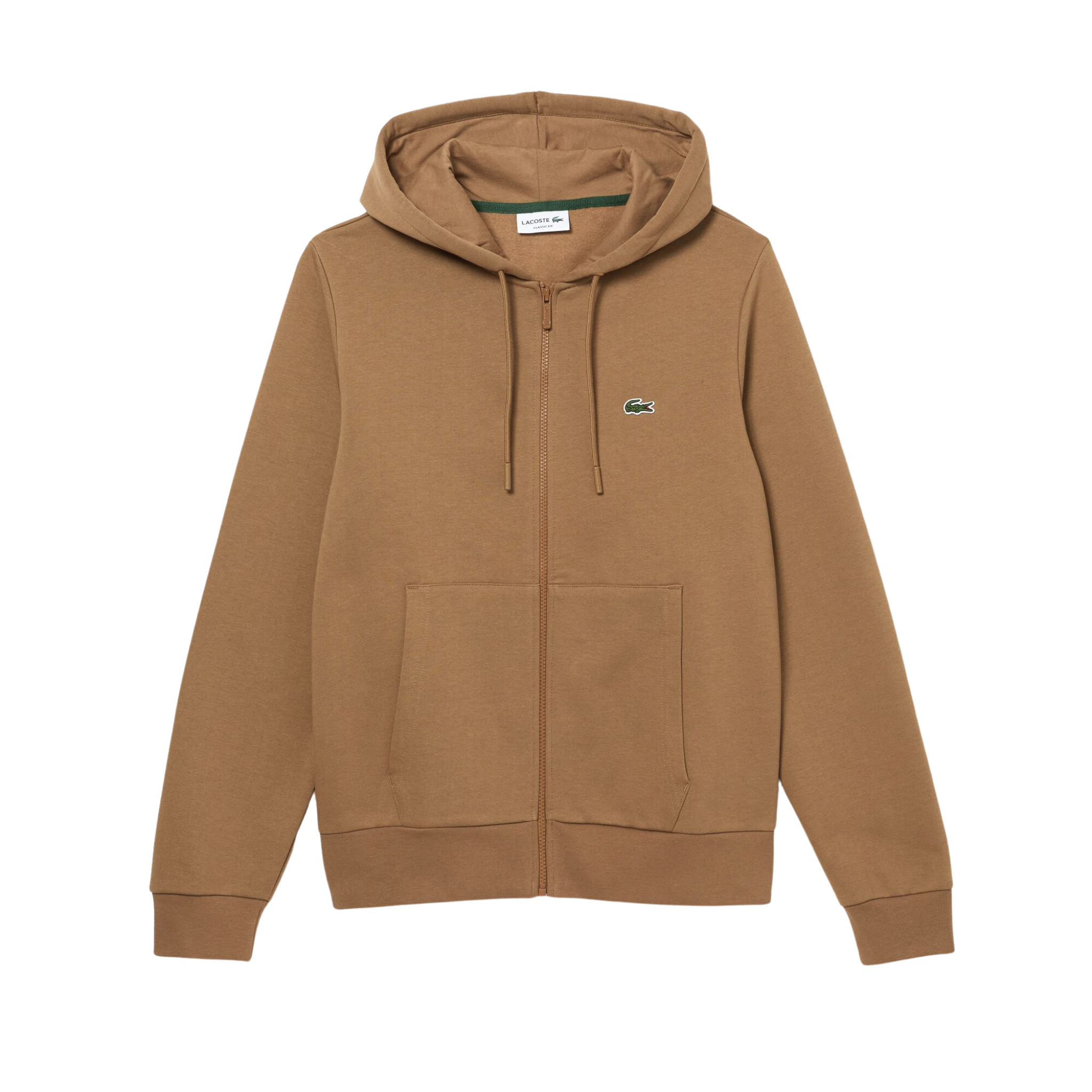 Lacoste Kangaroo Pocket Fleece Zipped Sweatshirt (Brown) - Lacoste