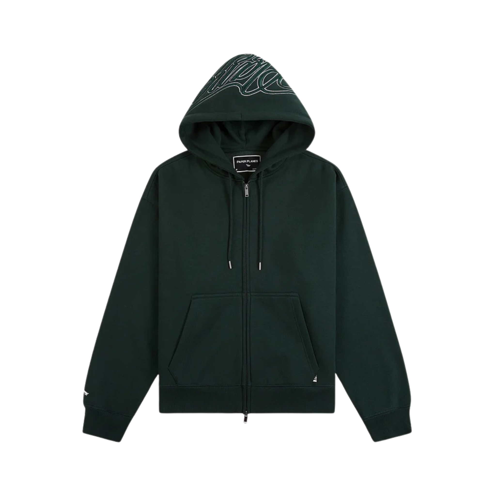 Paper Planes Cursive Zip Hoodie (Dark Green) - Paper Plane