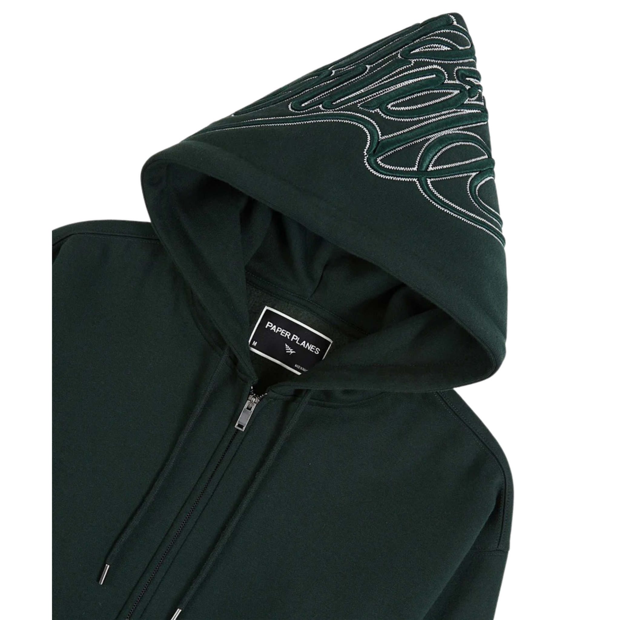 Paper Planes Cursive Zip Hoodie (Dark Green) - Paper Plane