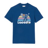 Lacoste Washed Effect Tennis Print T-Shirt (Blue) - TH8567 - Lacoste