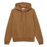 Lacoste Kangaroo Pocket Zip-Up Fleece Hoodie (Brown) - Lacoste