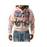 DUAA "Velocity" Zip Up Hoodie (Cream) - DUAA