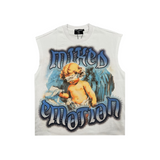 Mixed Emotion "White Angel" Sleeveless Rhinestone Tee (White) - Mixed Emotion