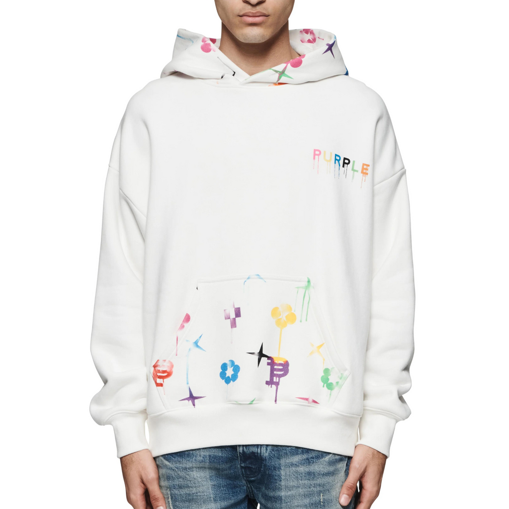 Purple Brand Paint Monogram Off White Hoodie (P401-HCMP124)