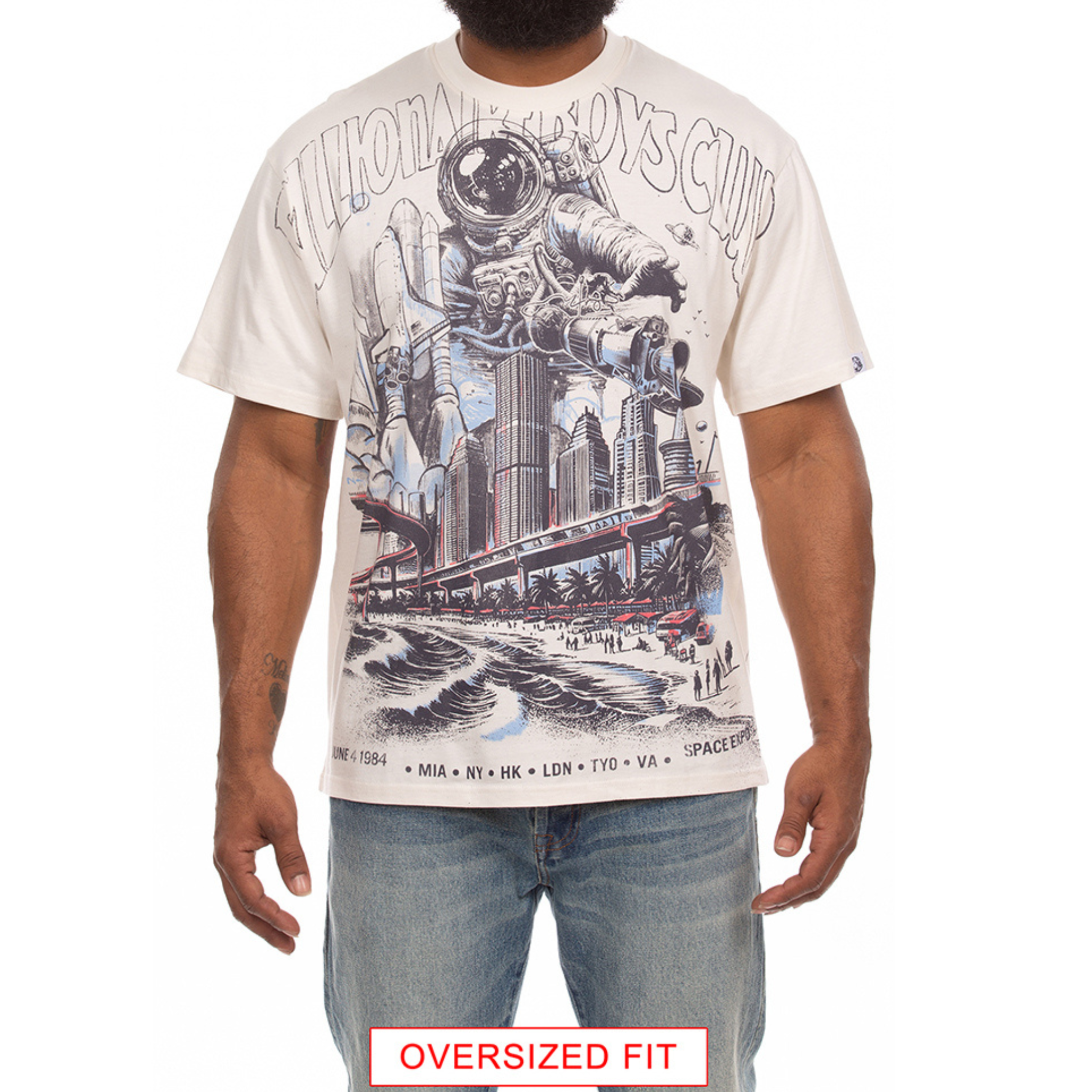 Billionaire Boys Club "Space Expo" SS Knit (Oversized) (White) - Billionaire Boys Club