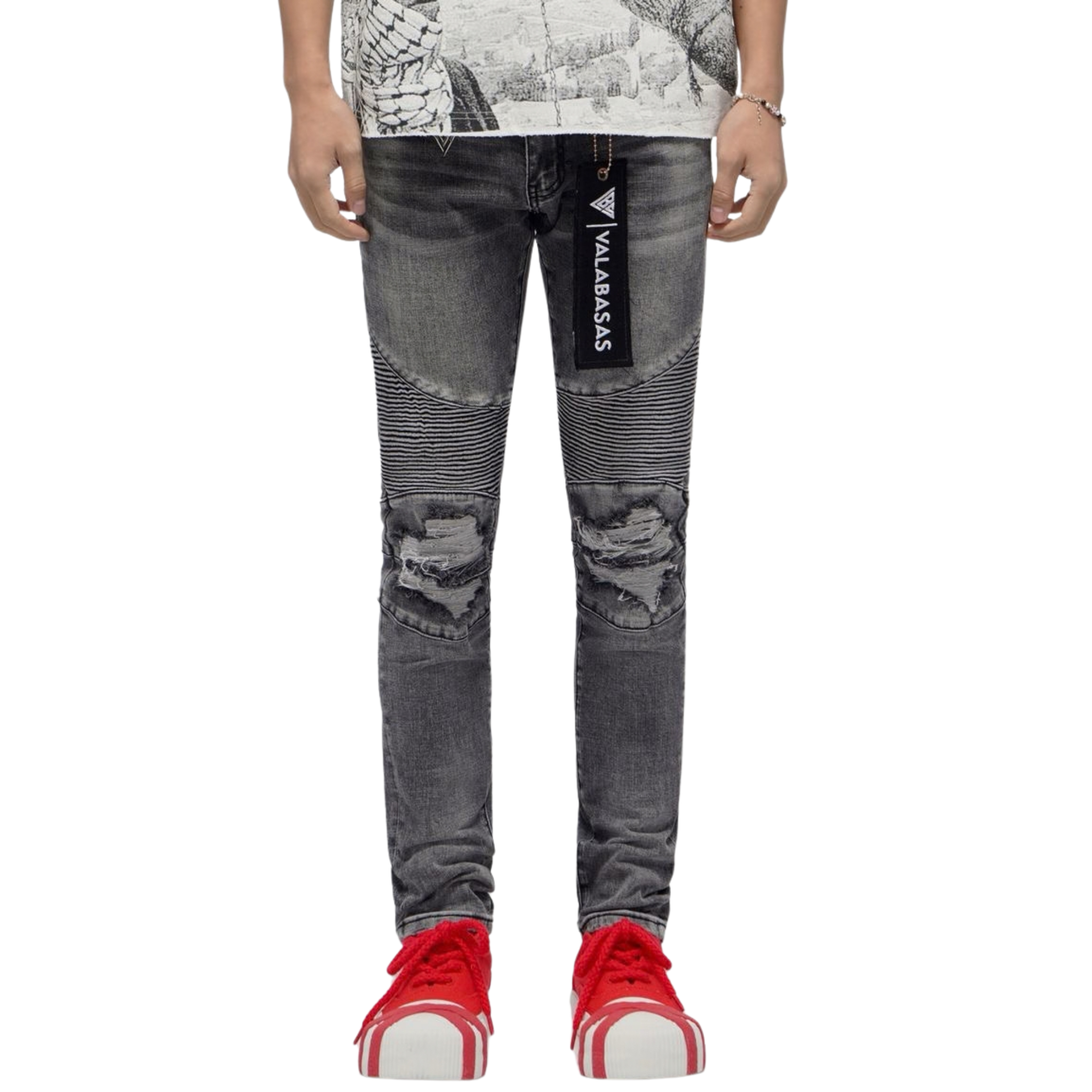 VALABASAS "Mr.Bike" Skinny Jeans (Grey) - VALABASAS