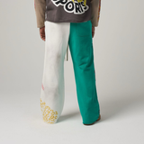 DUAA "Star Split" Sweatpants (White/Green) - DUAA