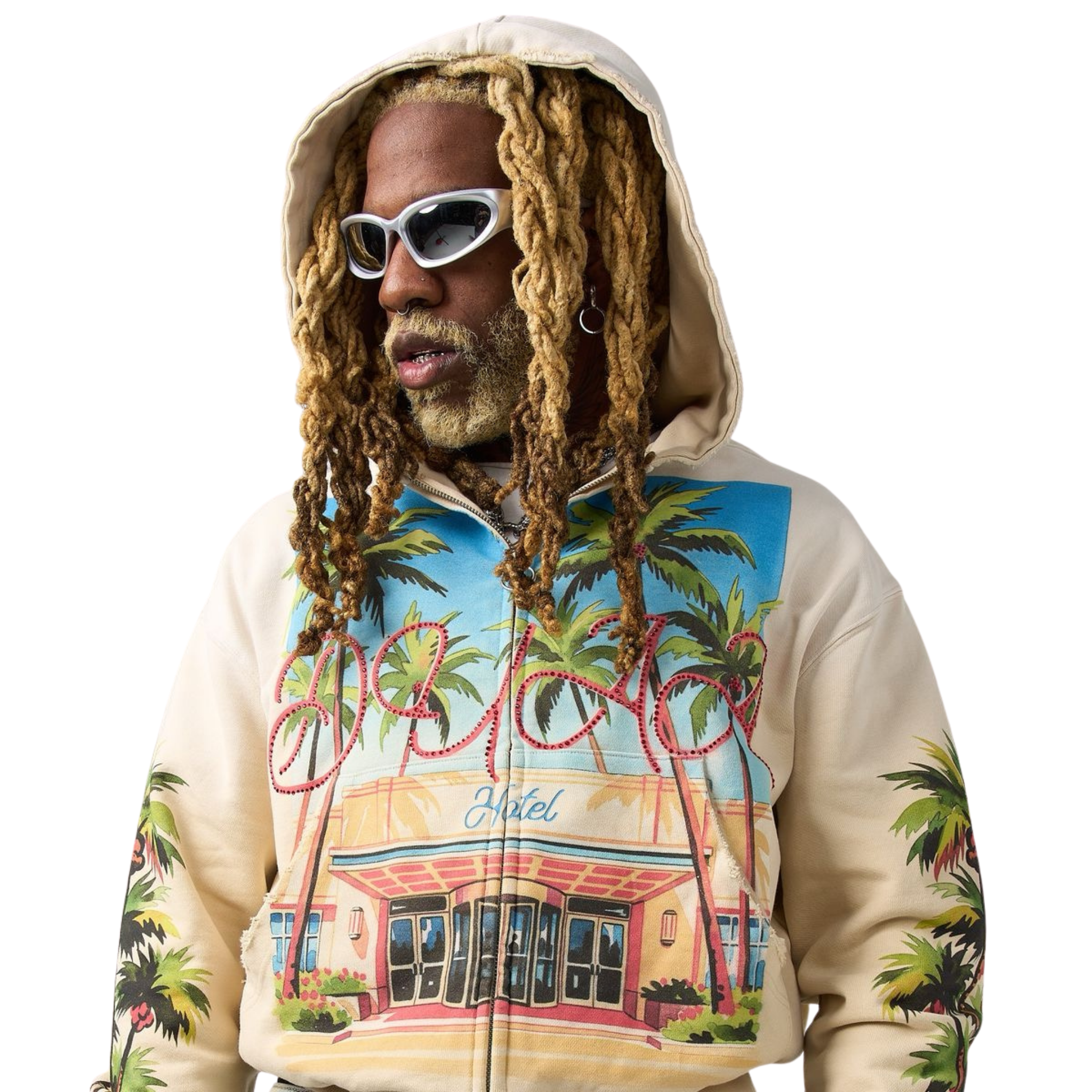 DUAA "Stay" Zip Up Hoodie (Cream) - DUAA