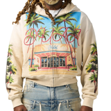 DUAA "Stay" Zip Up Hoodie (Cream) - DUAA