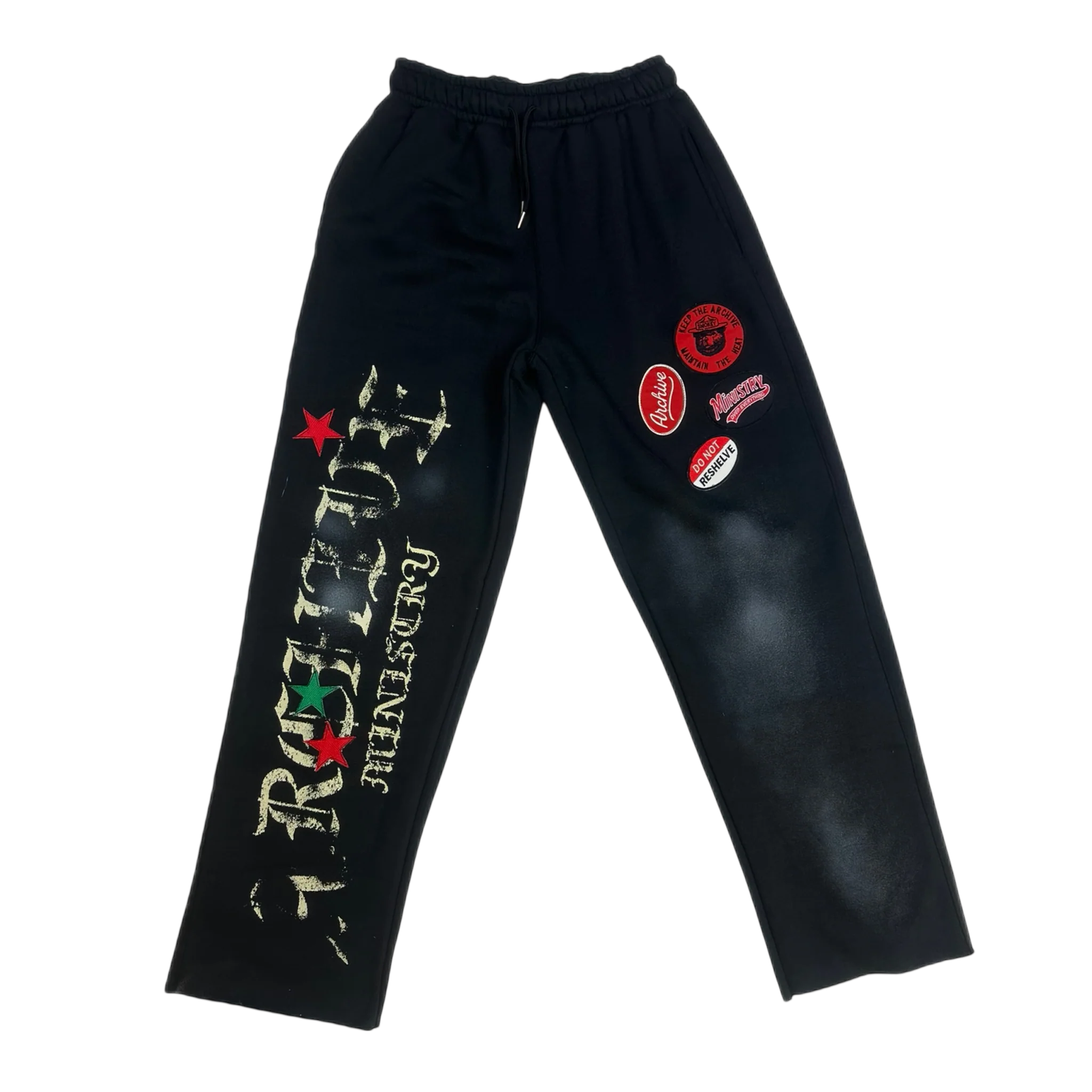 Archive Ministry "Bear Mountain Camp" Patch Sweatpants (Black) - Archive Ministry