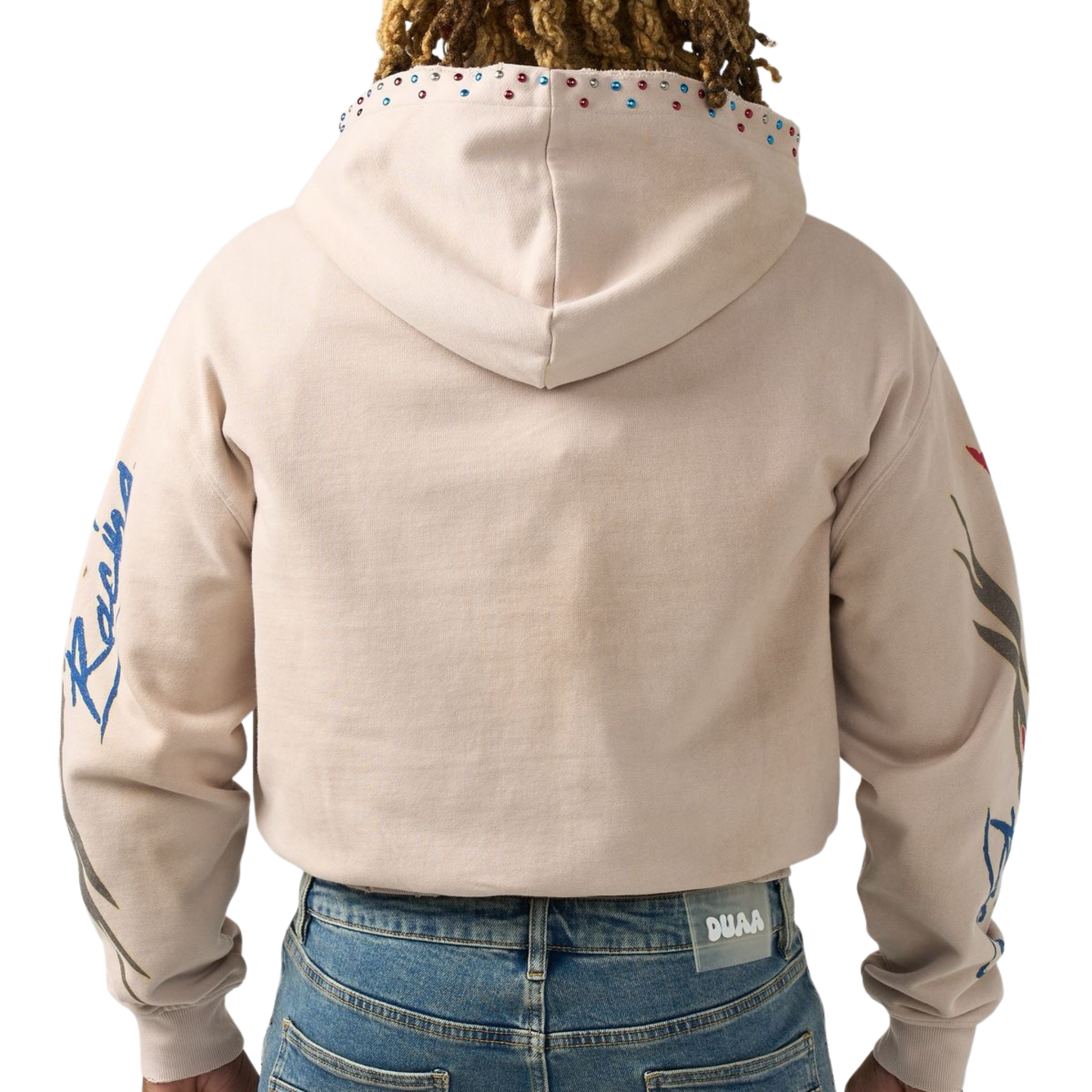DUAA "Velocity" Zip Up Hoodie (Cream) - DUAA
