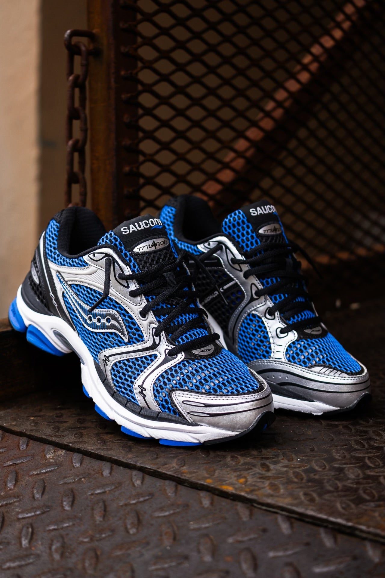 Mens Saucony ProGrid Triumph 4 (Blue/Silver) S70704-7 - SNEAKER TOWN