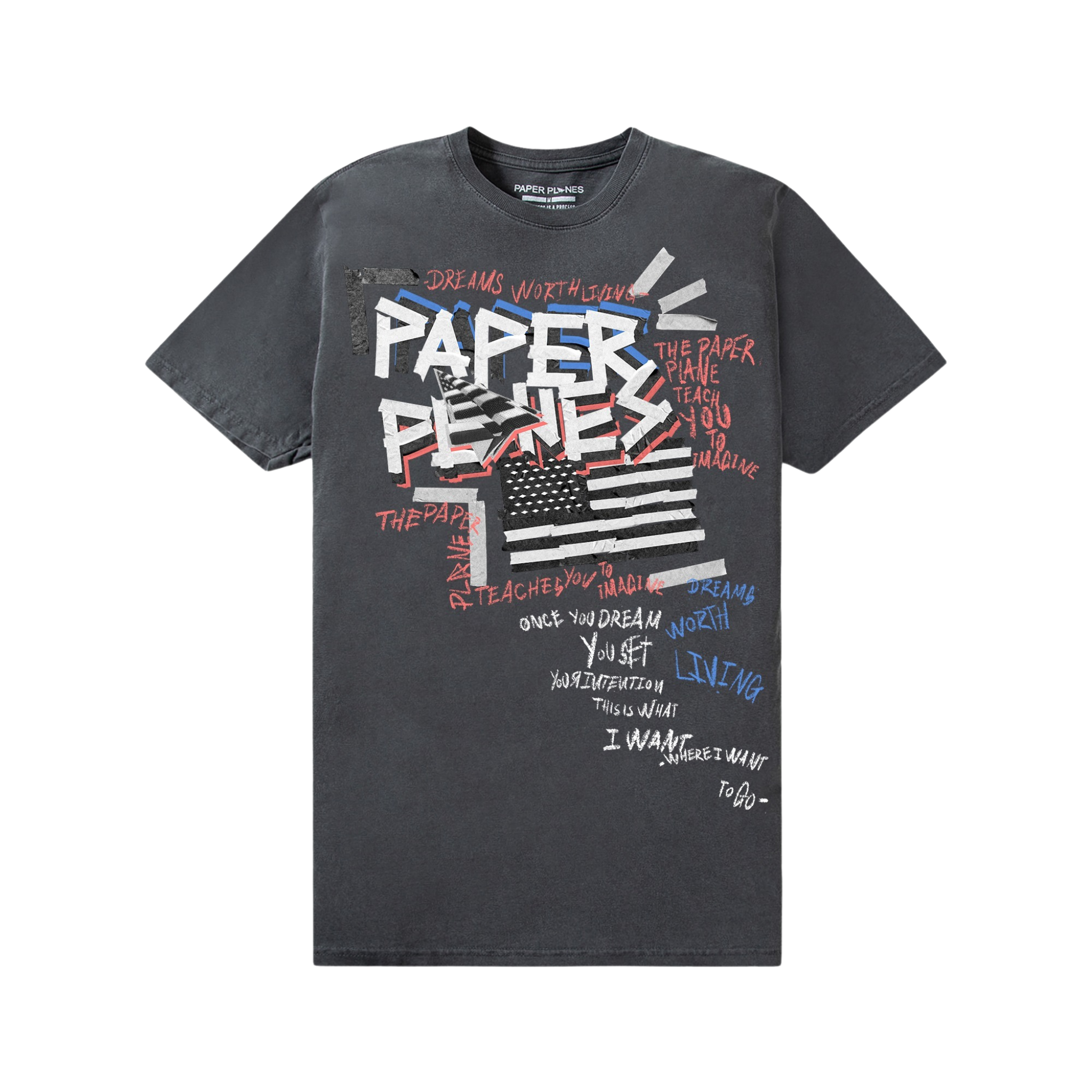 Paper Planes Collage Tee (Washed Black)