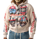DUAA "Velocity" Zip Up Hoodie (Cream) - DUAA