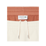 Lacoste Men's Cotton Fleece Colorblock Shorts (White/Light Brown) - Lacoste
