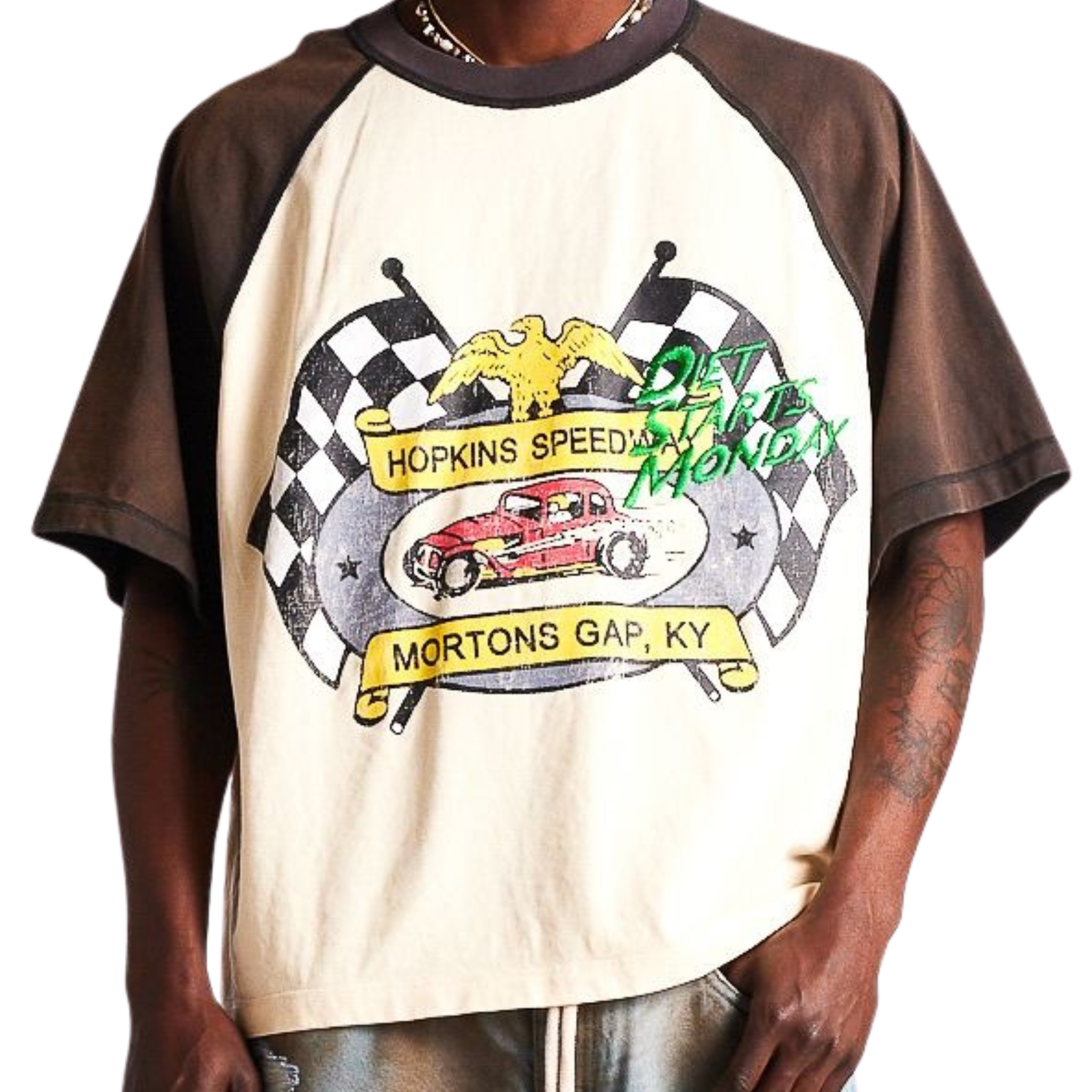 DSM "Mortons Gap Raglan" Tee- (Black/Antique White) - Diet Starts Monday