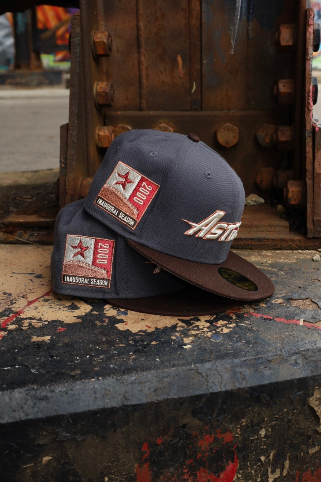 New Era Houston Astros 2000 Inaugural Season Grey UV 59Fifty Fitted (Graphite/Burnt Wood) - New Era
