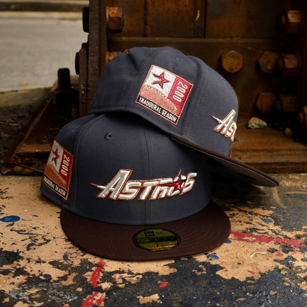 New Era Houston Astros 2000 Inaugural Season Grey UV 59Fifty Fitted (Graphite/Burnt Wood) - New Era