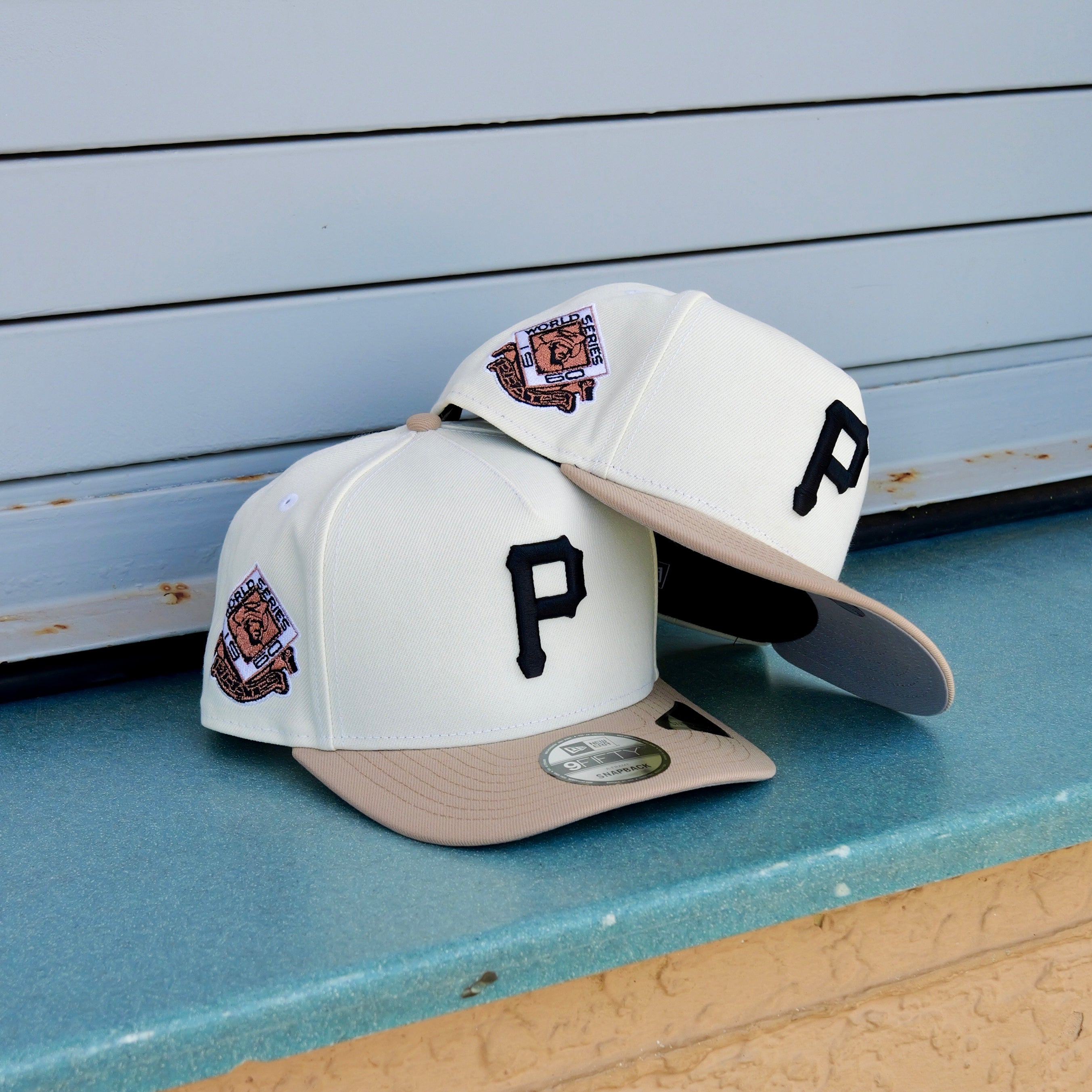 New Era Pittsburgh Pirates 1960 World Series 9FIFTY A-Frame Snapback-(Cream/Khaki) - New Era