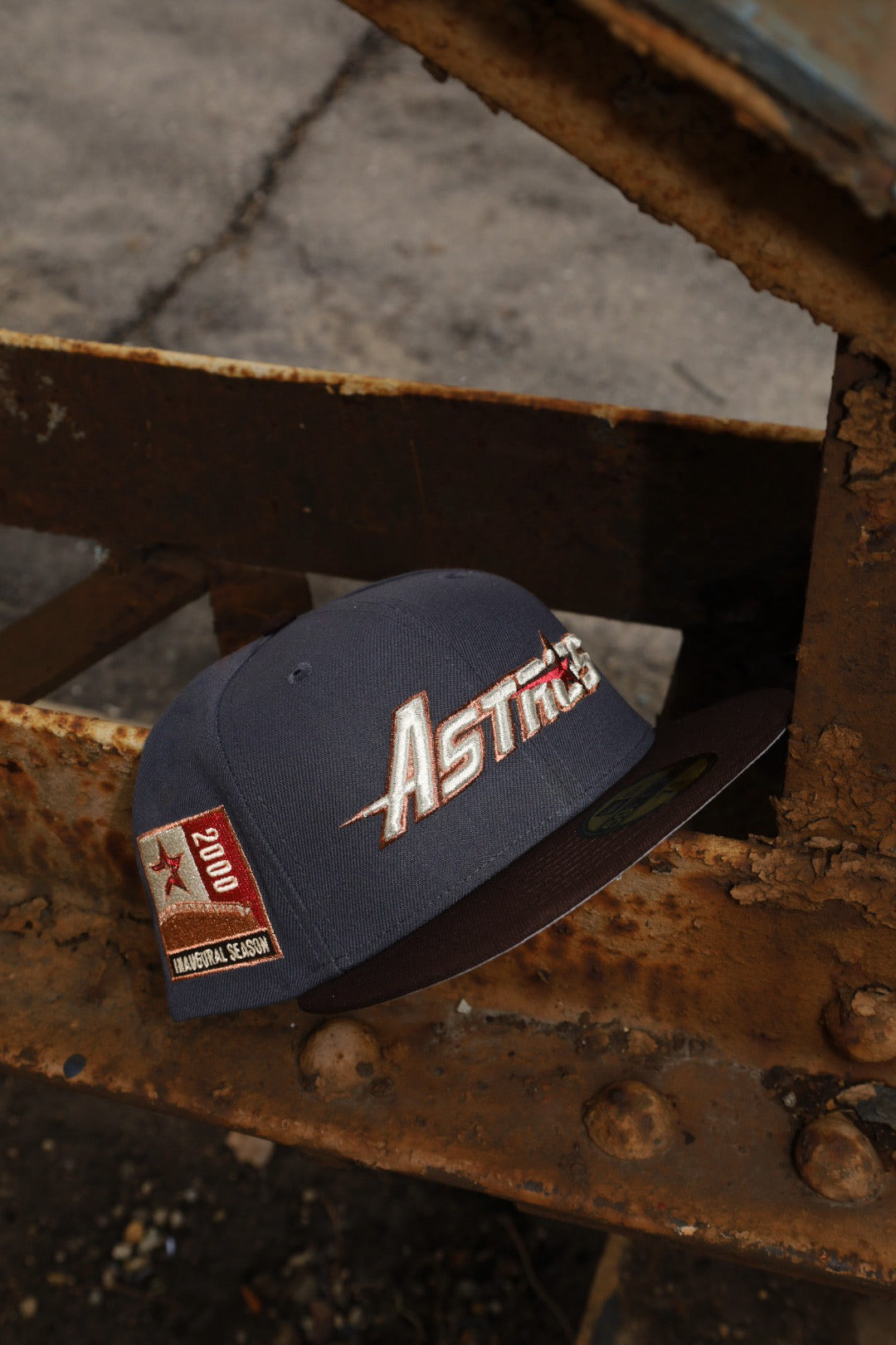New Era Houston Astros 2000 Inaugural Season Grey UV 59Fifty Fitted (Graphite/Burnt Wood) - New Era