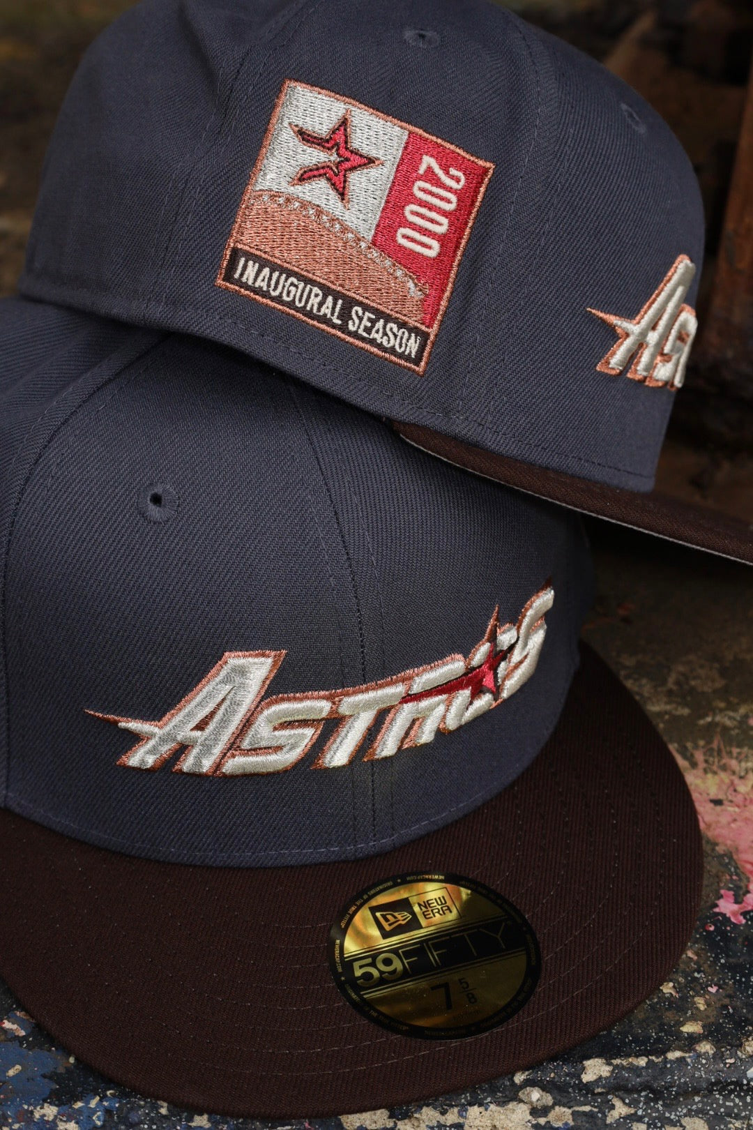 New Era Houston Astros 2000 Inaugural Season Grey UV 59Fifty Fitted (Graphite/Burnt Wood) - New Era