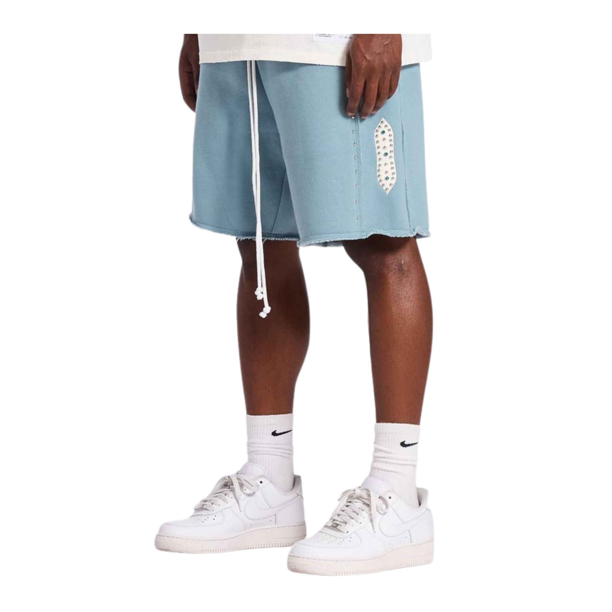 Memory Lane "Studded Fleece" Long Shorts (Slate Blue) - Memory Lane