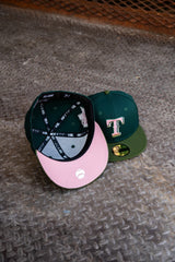 New Era Texas Rangers 40th Anniversary Pink UV (Dk Green/Olive) 59Fifty Fitted