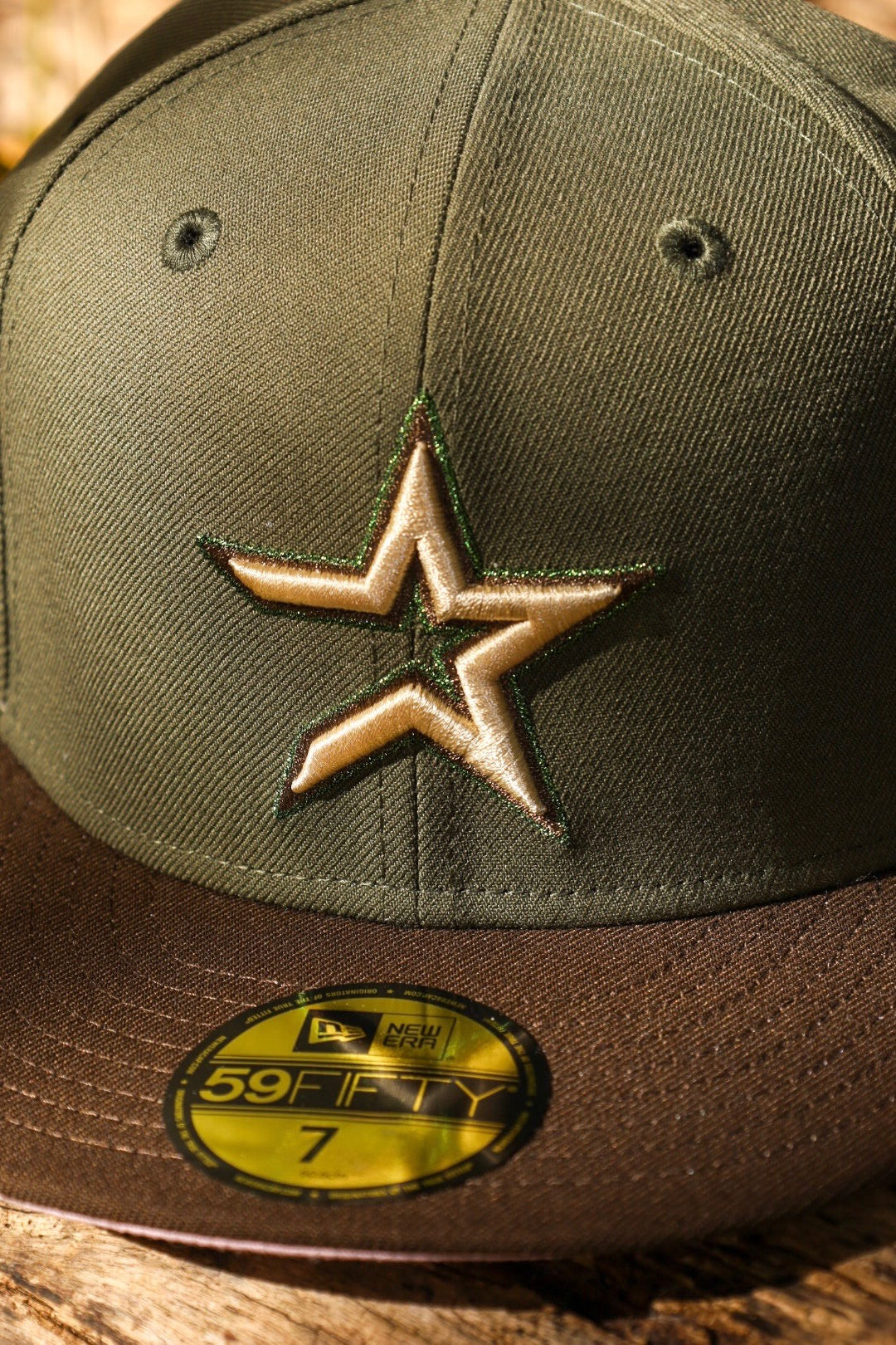 New Era Houston Astros 2005 World Series Side Patch Pink UV 59Fifty Fitted (Olive/Walnut)