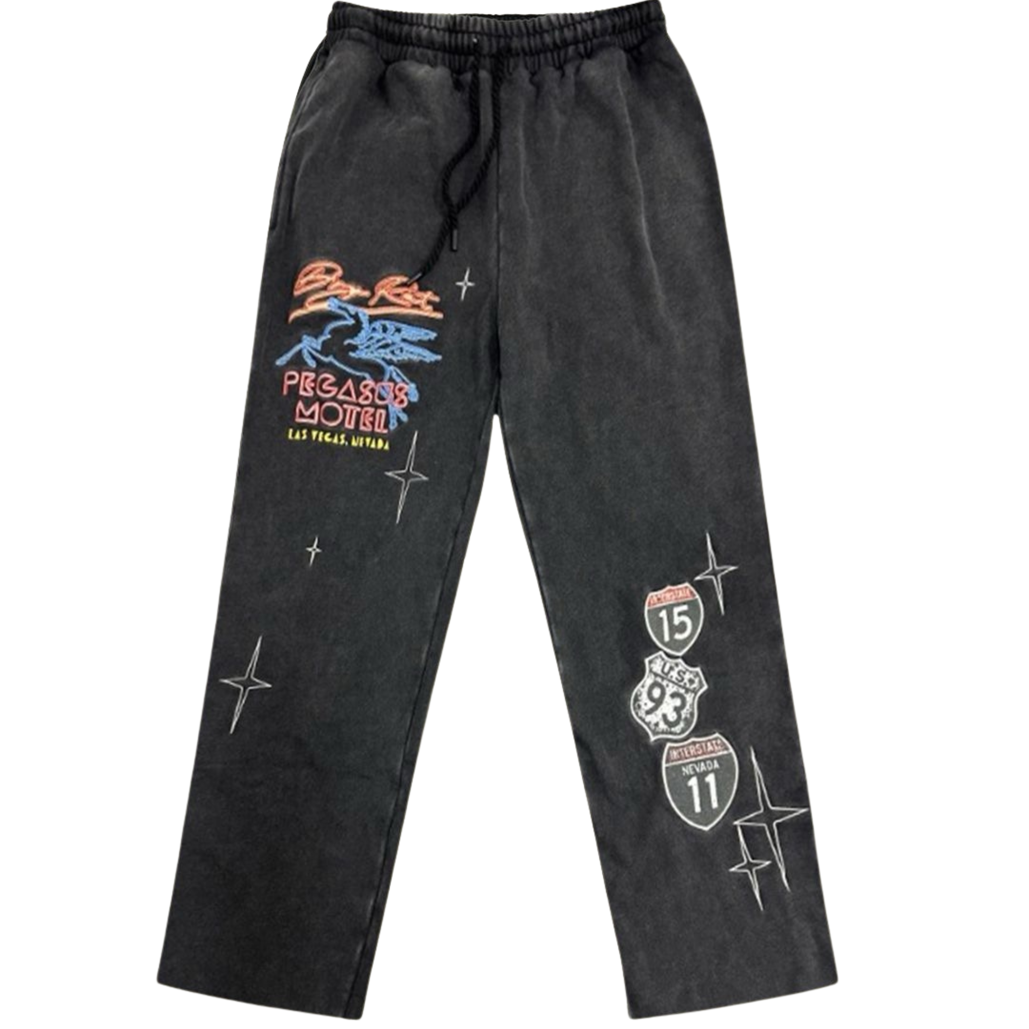 DRY ROT "Pegasus" Flair Sweatpants (Black) - Dry Rot