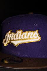 New Era Cleveland Indians Jacobs Field Side Patch Fitted (Purple/Walnut) - New Era