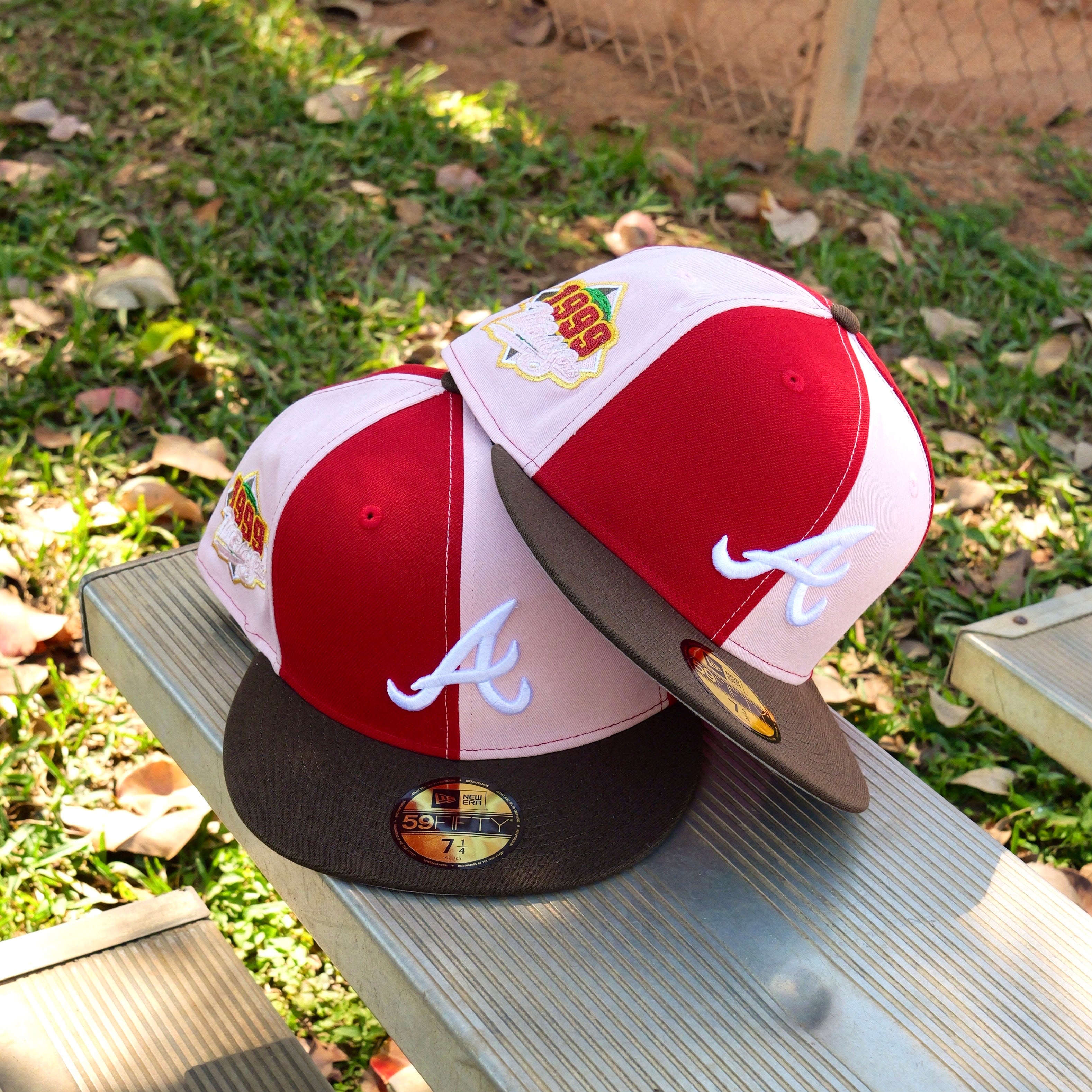 New Era Atlanta Braves 1999 World Series Side Patch Grey UV Fitted (Red/Pink/Walnut) - New Era