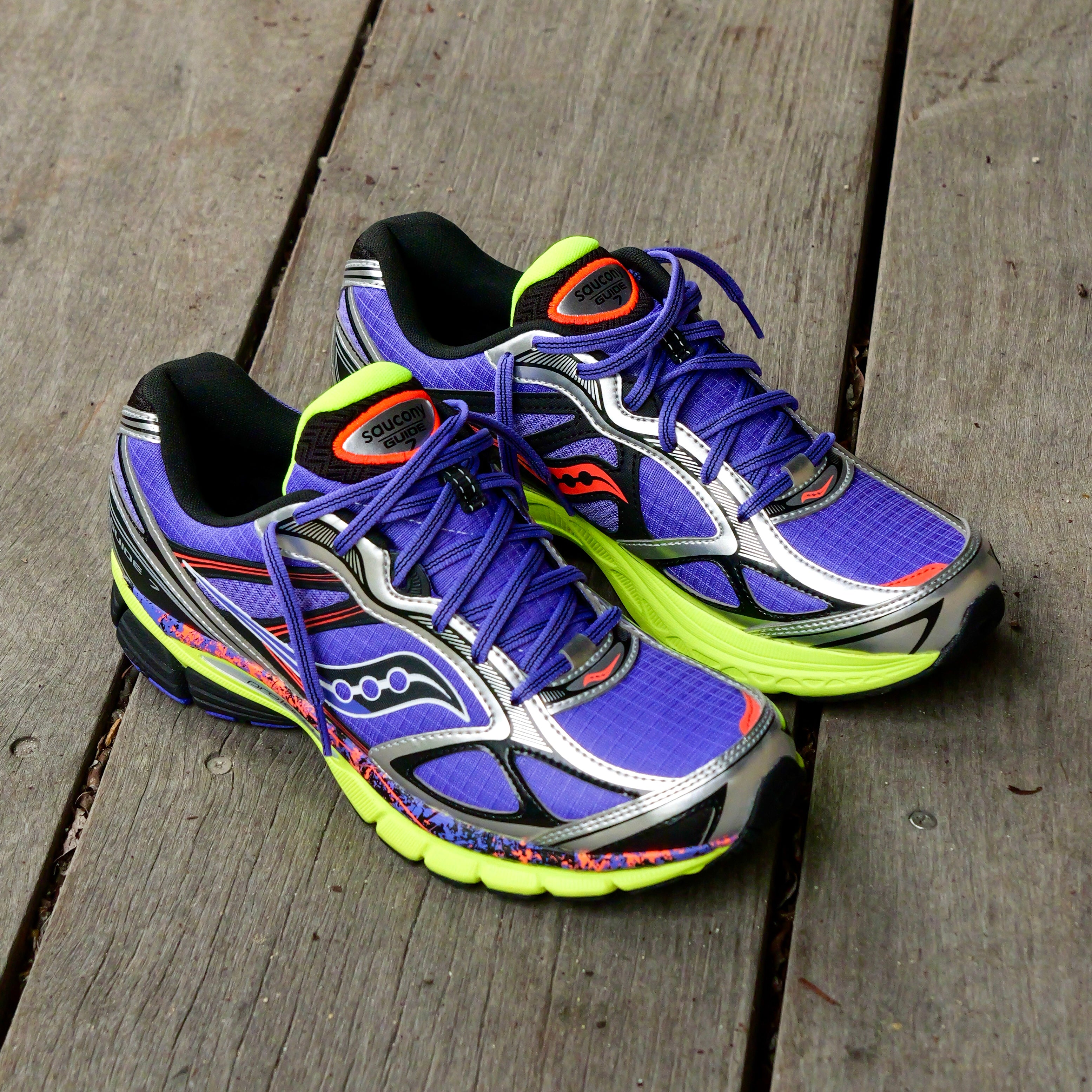 Mens Saucony ProGrid Guide 7 (Purple/Citron) - Saucony