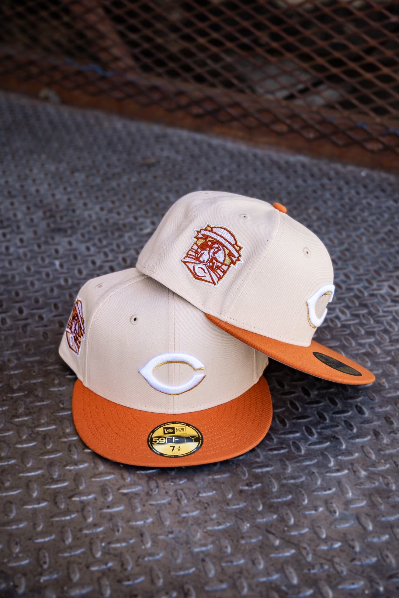 Cincinnati Reds 2003 Inaugural Season Grey UV (Mango Mocha/Orange) 59Fifty Fitted