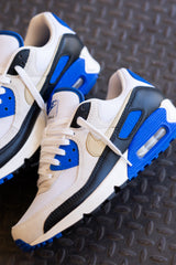 Mens Nike Air Max 90 Premium (White/Khaki/Racer Blue/Black)