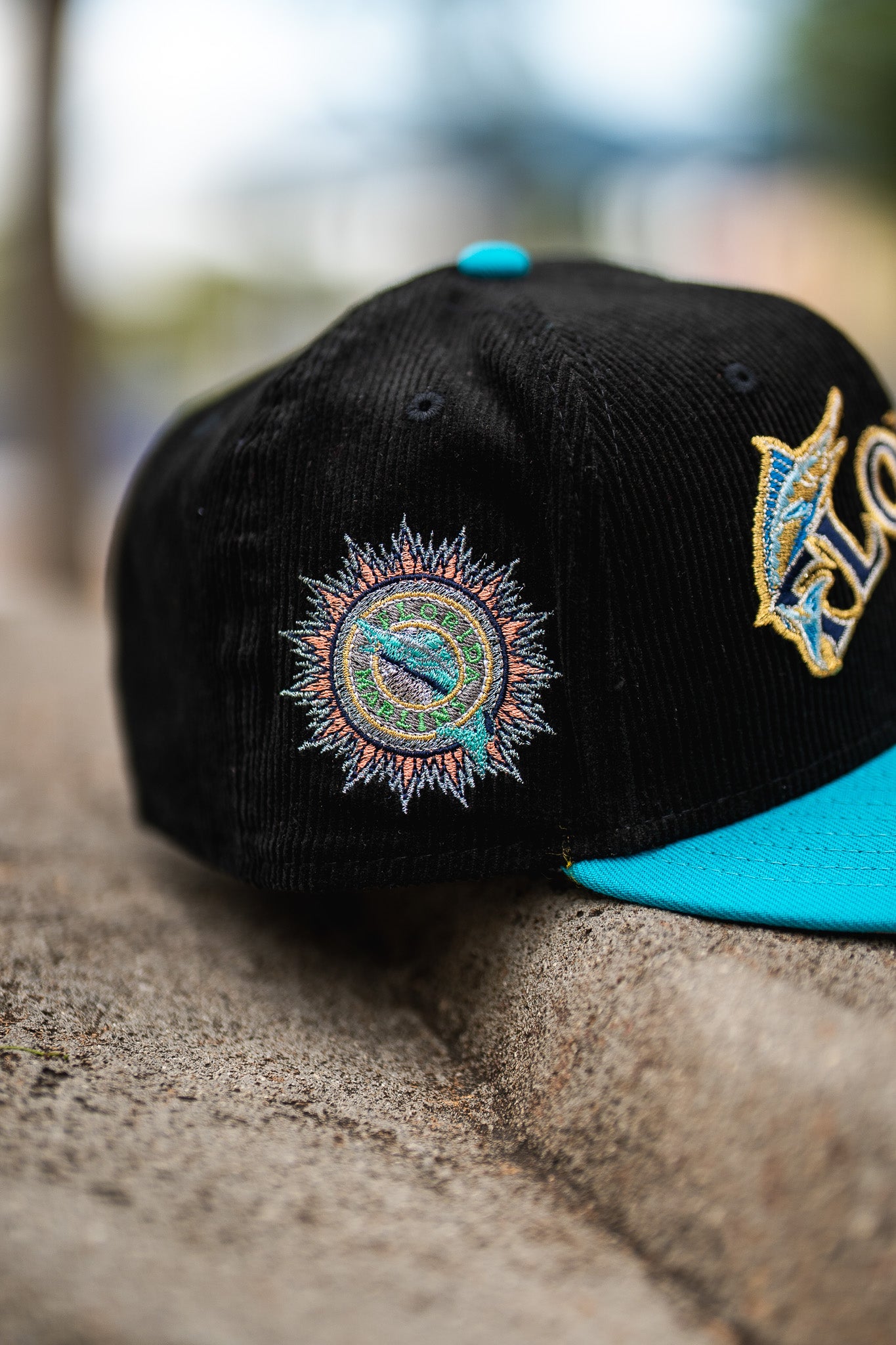 New Era Florida Marlins Pink UV (Corduroy Black/Teal) - New Era