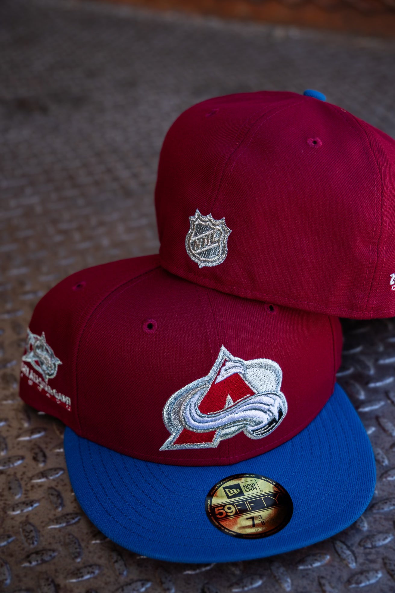 New Era Colorado Avalanche 2001 All-Star Game Pink UV 59Fifty Fitted (Cardinal/Seashore Blue)