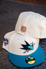 New Era San Jose Sharks 25th Anniversary Pink UV 59Fifty Fitted (Off White/Teal)