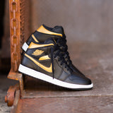 Mens Air Jordan 1 Mid (Black/Metallic Gold/White)