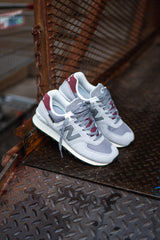 Mens New Balance 574 (Grey/Burgundy) - U574KBR - New Balance