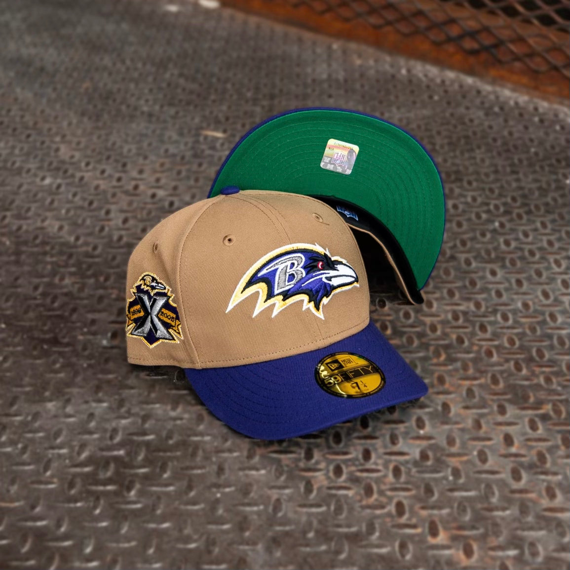 New Era Baltimore Ravens 10th Anniversary Green UV (Khaki/Purple) 59Fifty Fitted