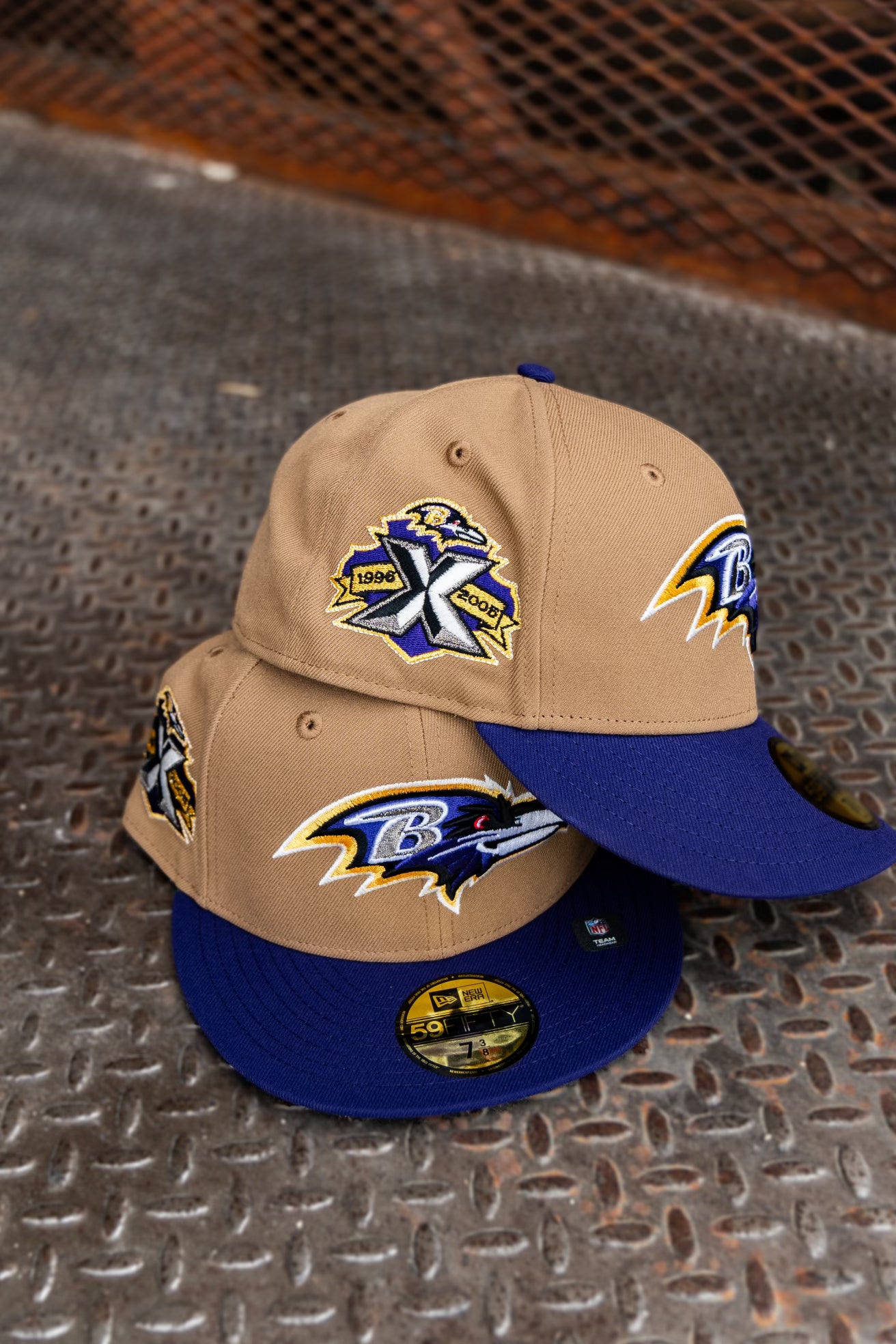 New Era Baltimore Ravens 10th Anniversary Green UV (Khaki/Purple) 59Fifty Fitted