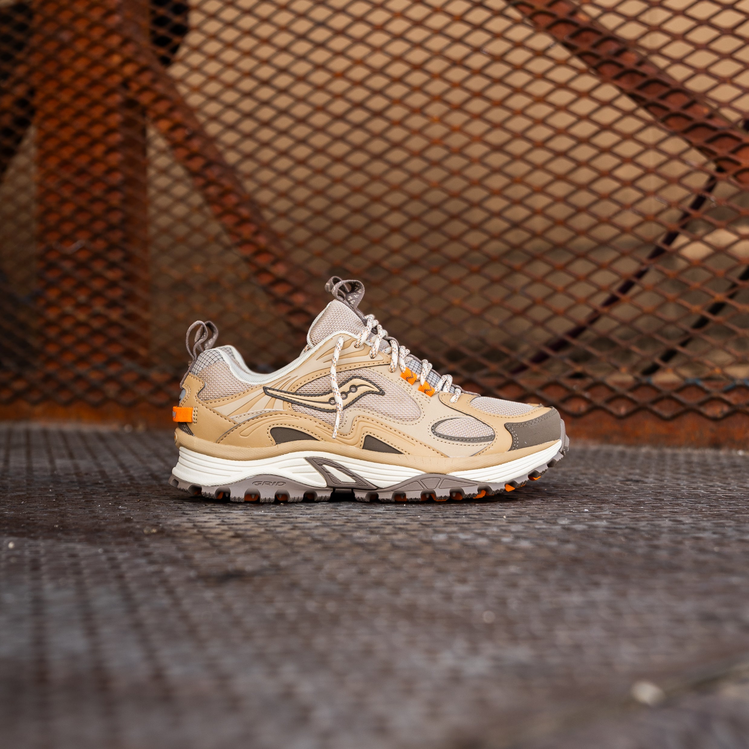 Mens Saucony Grid Aura X (Whey/Orange)