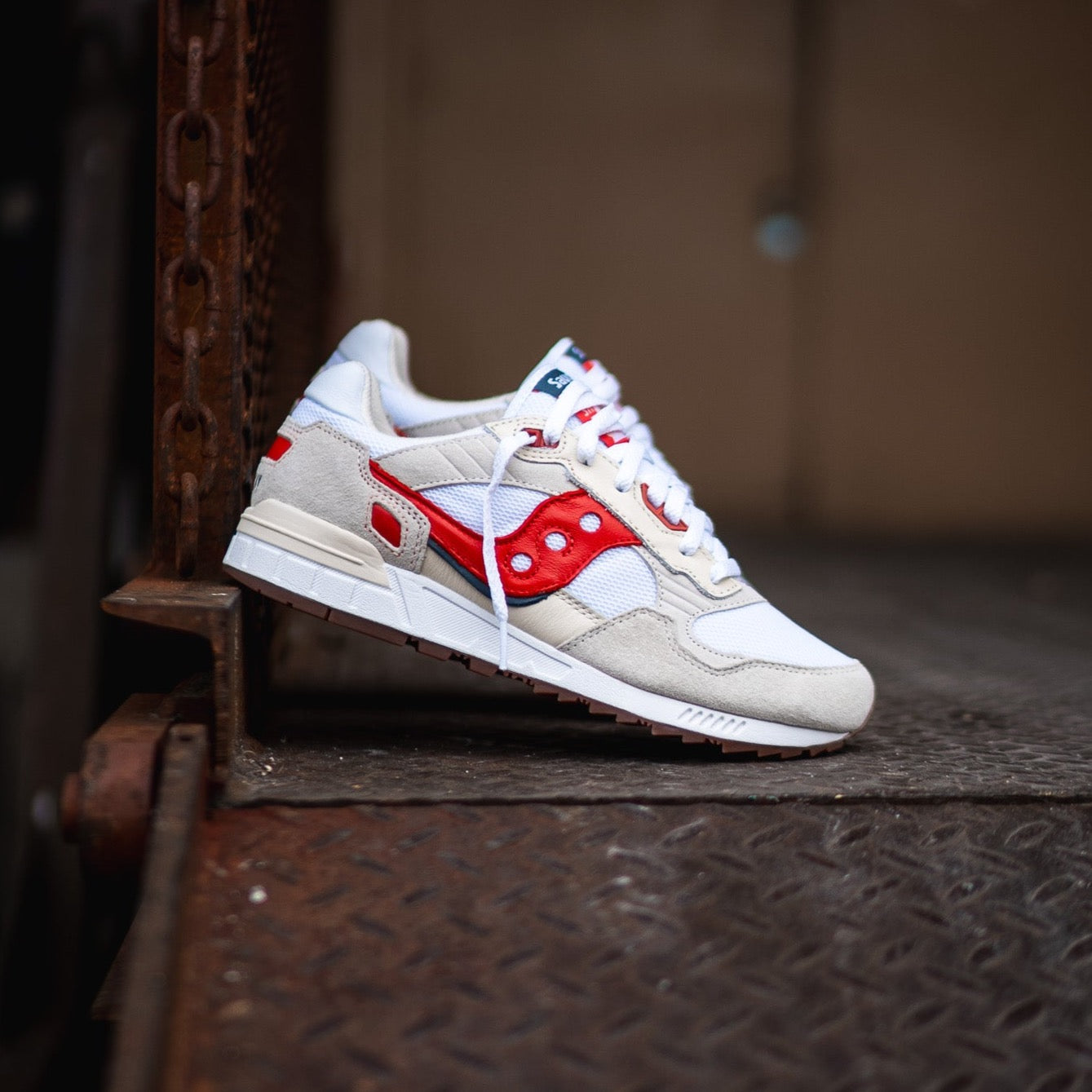 Mens Saucony Shadow 5000 White Red SNEAKER TOWN