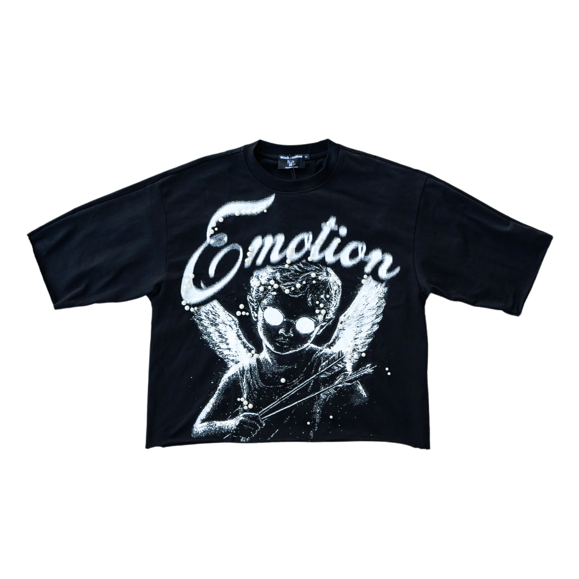 Mixed Emotion Black “Pearl” Cropped Tee - Mixed Emotion