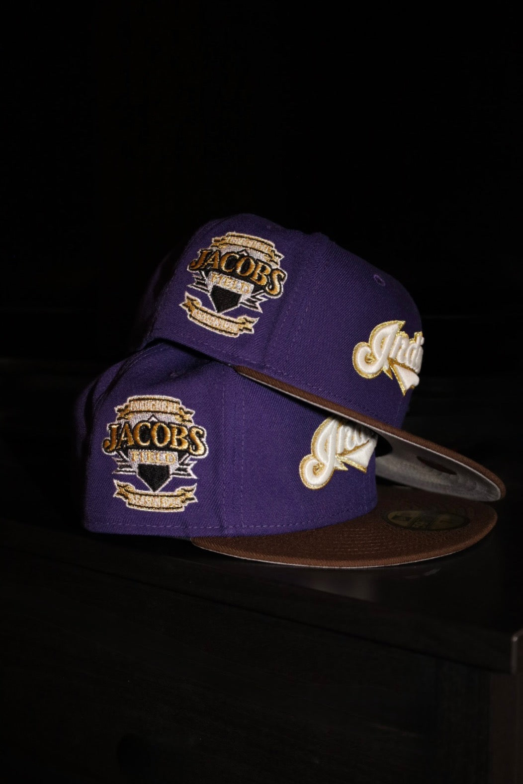 New Era Cleveland Indians Jacobs Field Side Patch Fitted (Purple/Walnut) - New Era