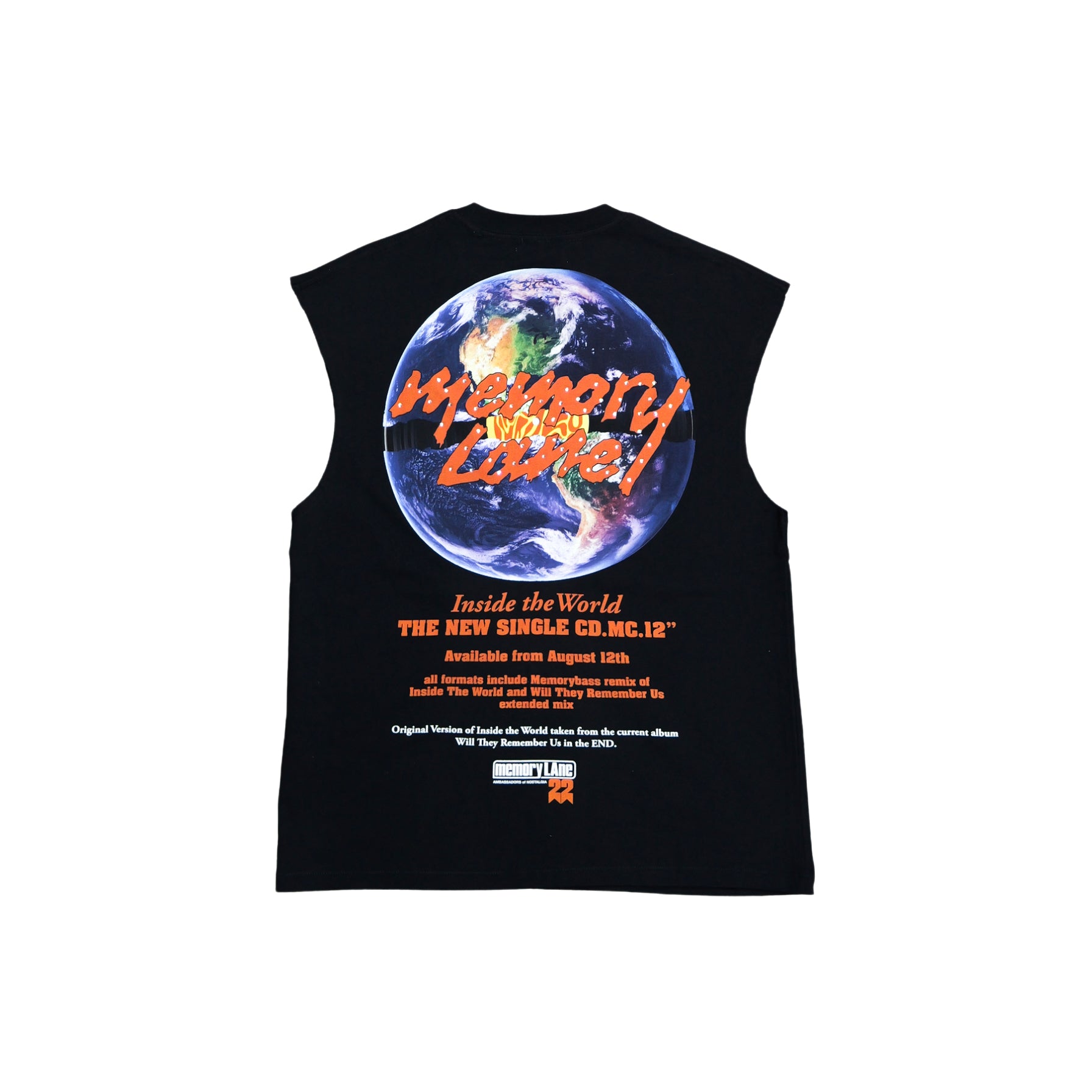 Memory Lane Inside The World Sleeveless Tee (Black) - Memory Lane
