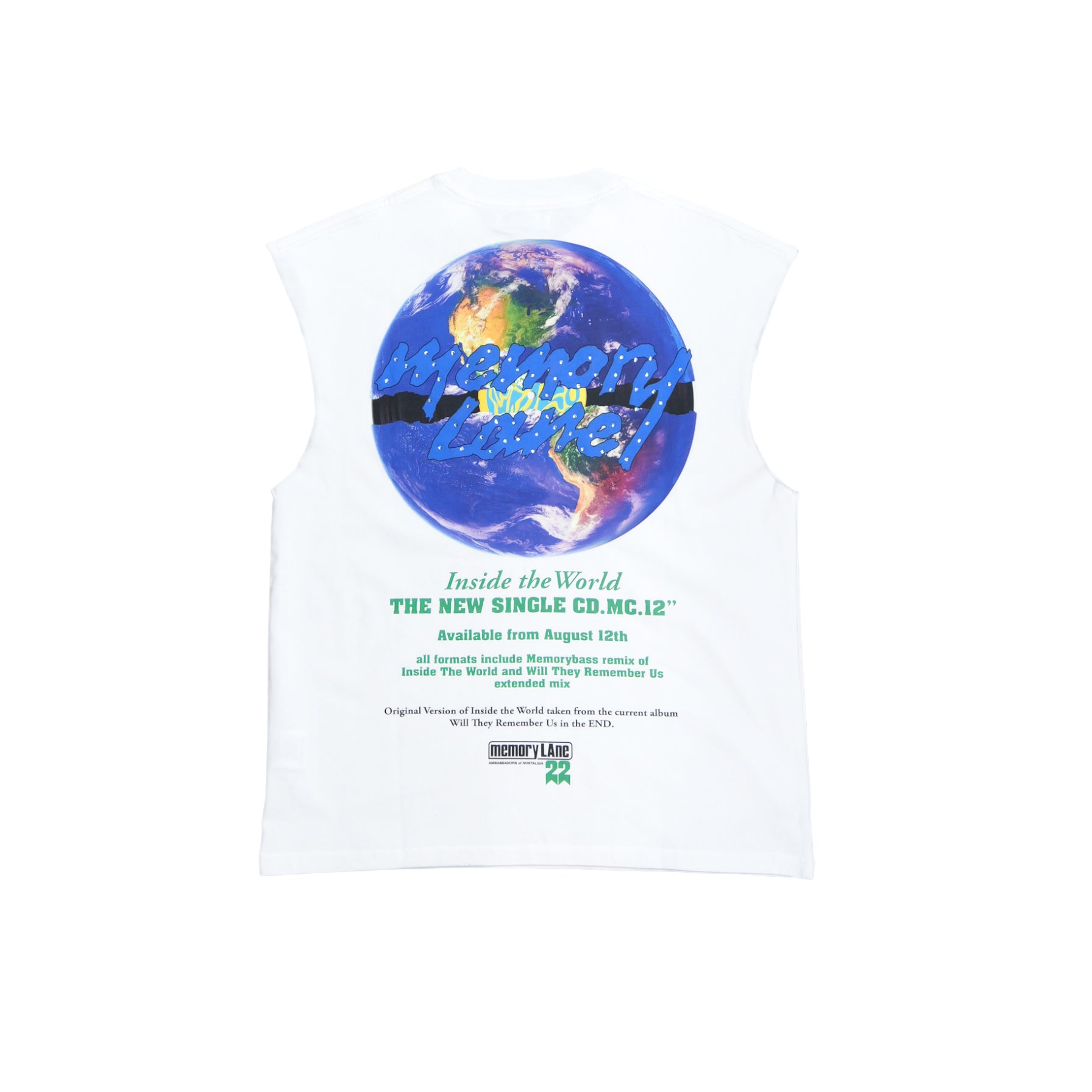 Memory Lane Inside The World Sleeveless Tee (White) - Memory Lane
