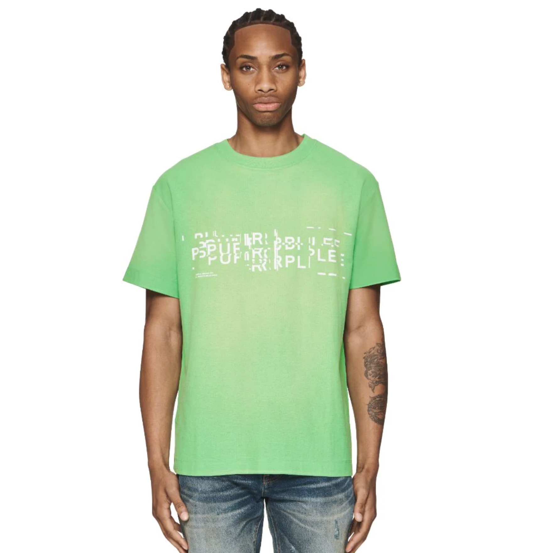 Purple Brand Glitch T-Shirt (Green) - PURPLE BRAND