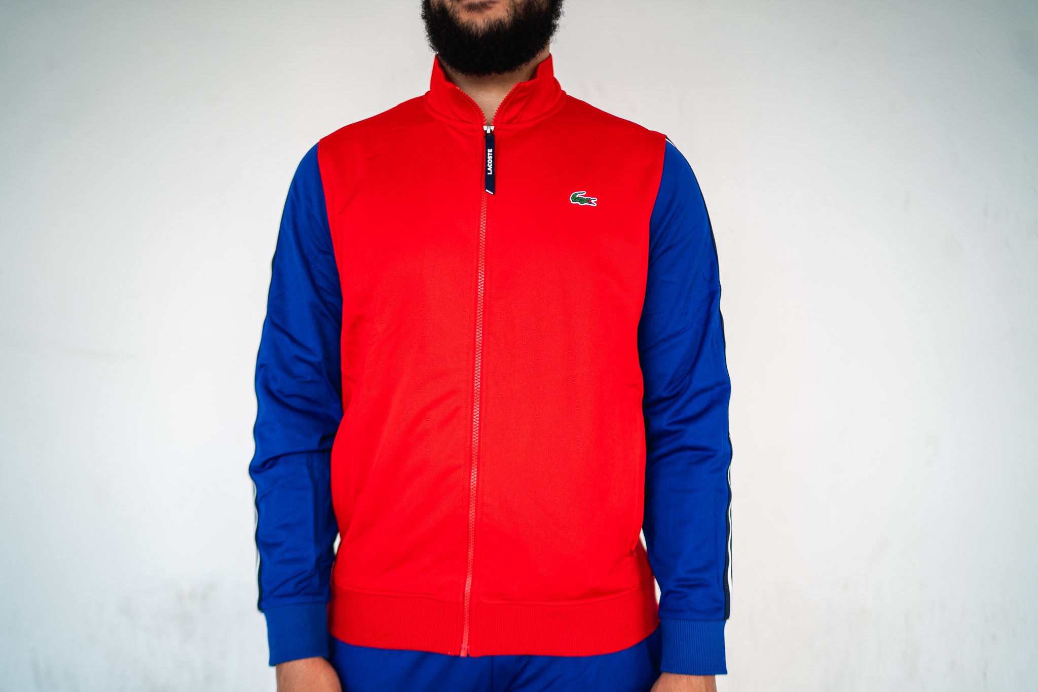 Red lacoste jacket sales